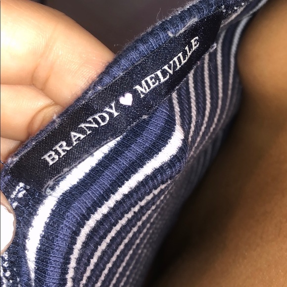 brandy melville white and navy stripped tank top - Picture 6 of 7